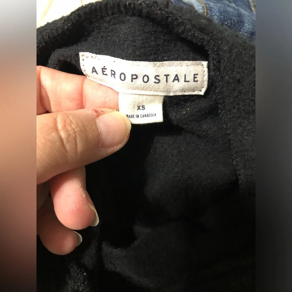 Aeropostale y2k black pinkish gold logo hooded sweatshirt women’s Size XS teens - Picture 2 of 6